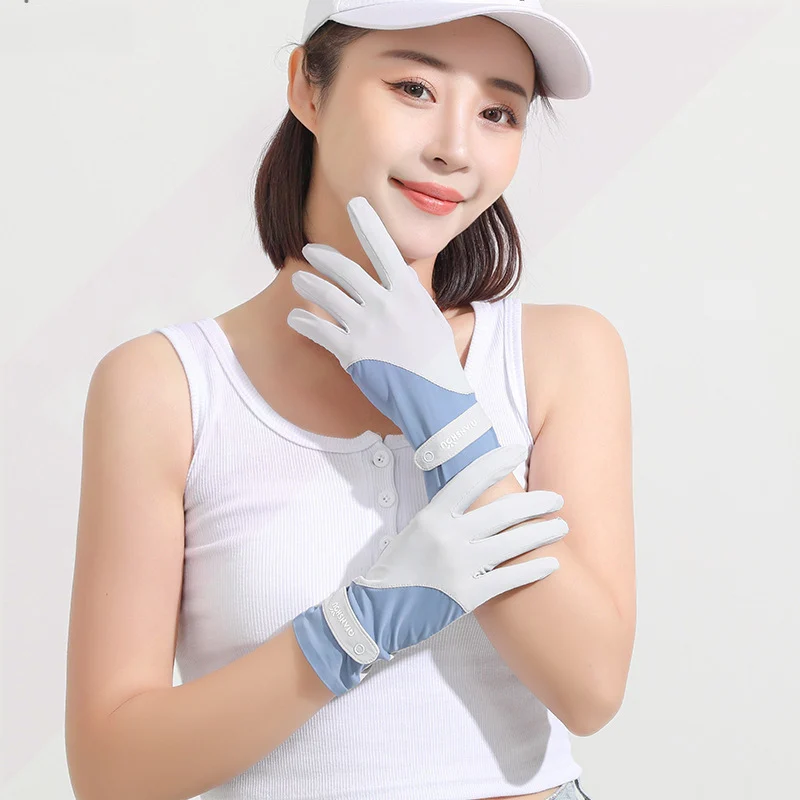 Sunscreen For Women Summer Ice-feel Two-finger Cut Uv-protective Thin Gloves — image 8
