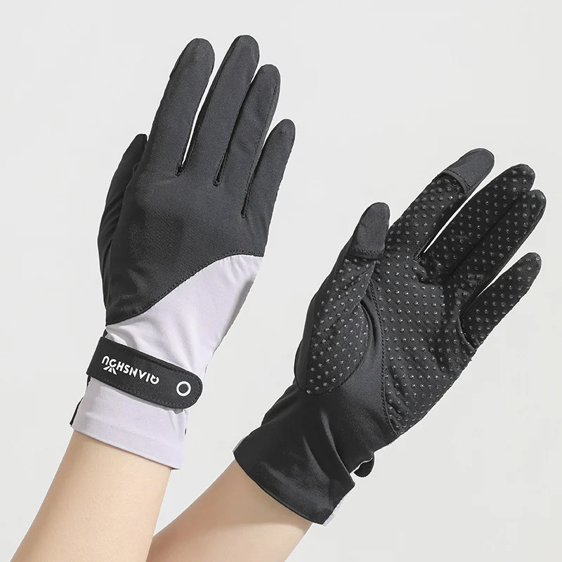 Sunscreen For Women Summer Ice-feel Two-finger Cut Uv-protective Thin Gloves — image 1