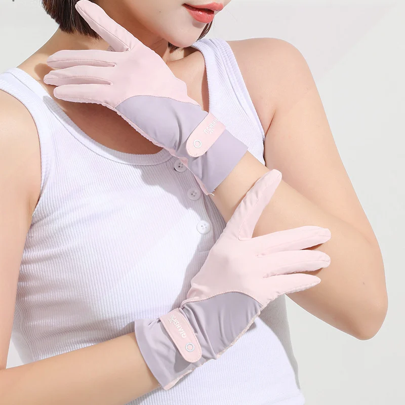 Sunscreen For Women Summer Ice-feel Two-finger Cut Uv-protective Thin Gloves — image 4