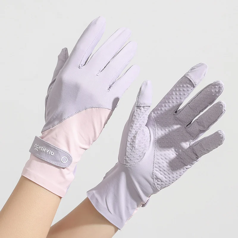 Sunscreen For Women Summer Ice-feel Two-finger Cut Uv-protective Thin Gloves — image 3