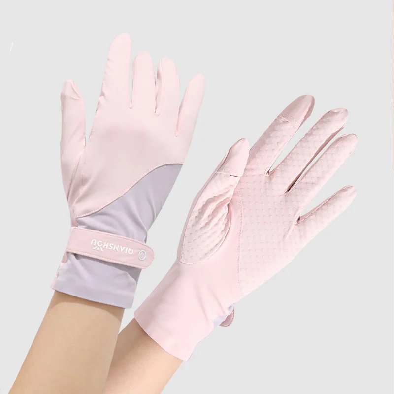 Sunscreen For Women Summer Ice-feel Two-finger Cut Uv-protective Thin Gloves — image 5