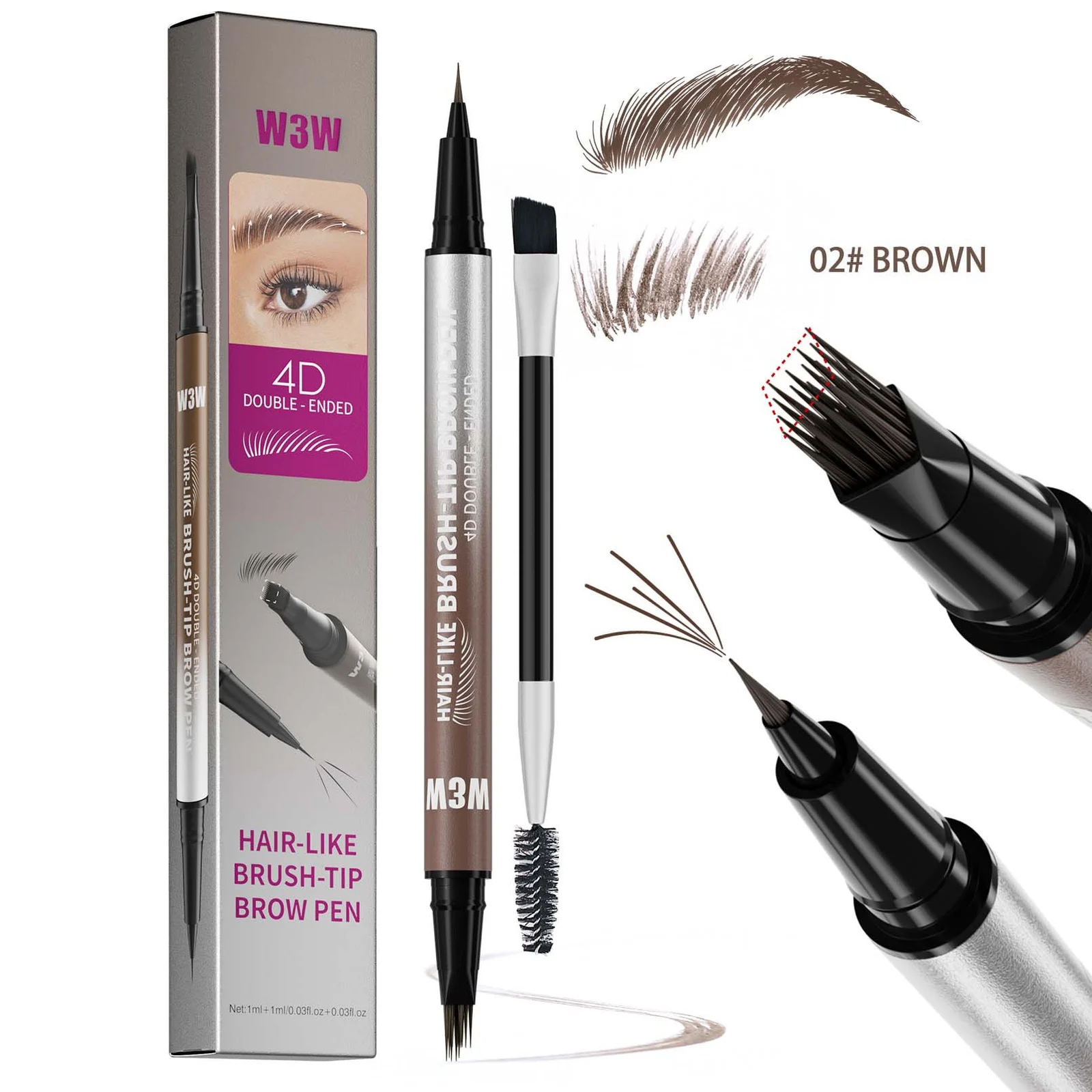 Sweat-proof Multi-pronged Eyebrow Brush Liquid Brow Pencil — image 3