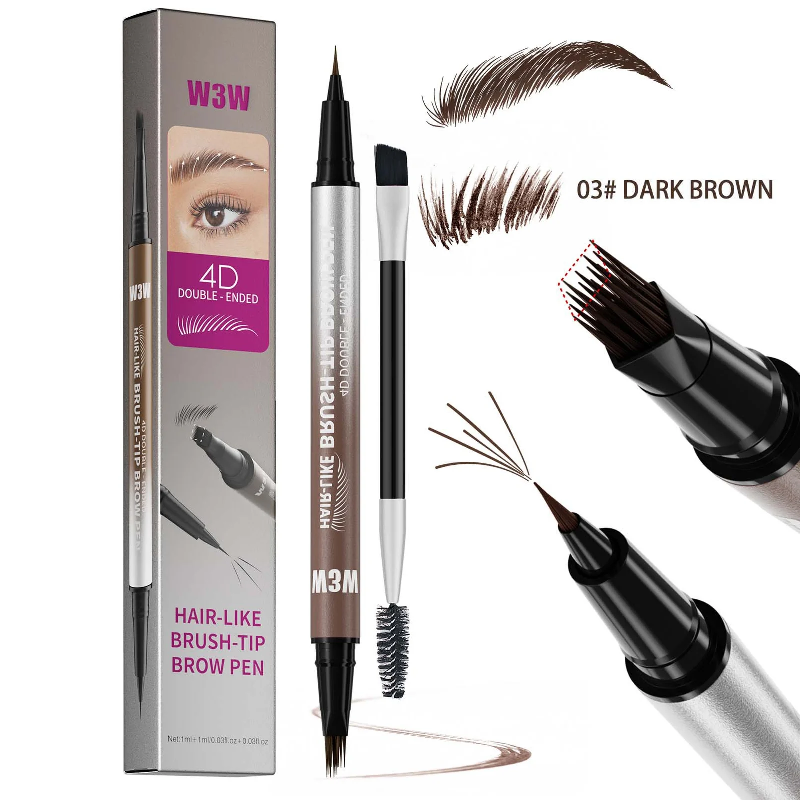 Sweat-proof Multi-pronged Eyebrow Brush Liquid Brow Pencil — image 7