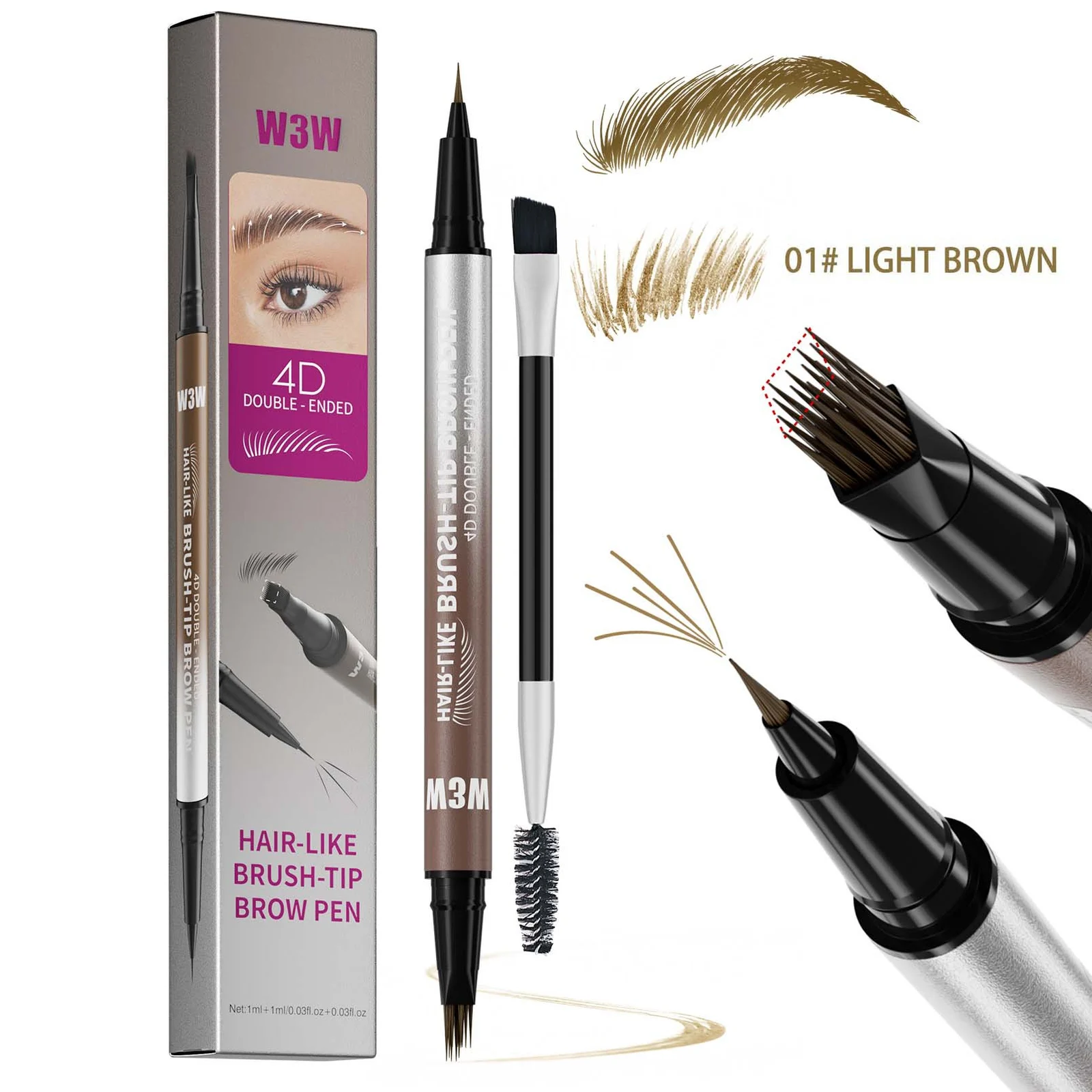Sweat-proof Multi-pronged Eyebrow Brush Liquid Brow Pencil — image 2