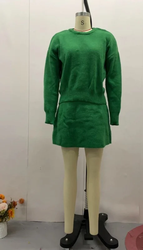 Sweater Skirt Sets For Women 2 Pieces Knit Casual Versatile Long Sleeve Pullover… — image 10