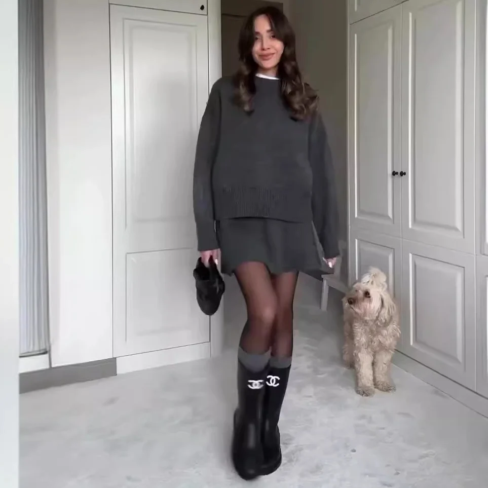 Sweater Skirt Sets For Women 2 Pieces Knit Casual Versatile Long Sleeve Pullover… — image 8