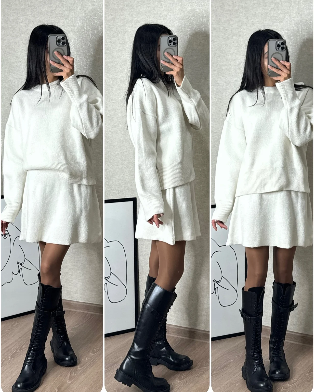 Sweater Skirt Sets For Women 2 Pieces Knit Casual Versatile Long Sleeve Pullover… — image 3