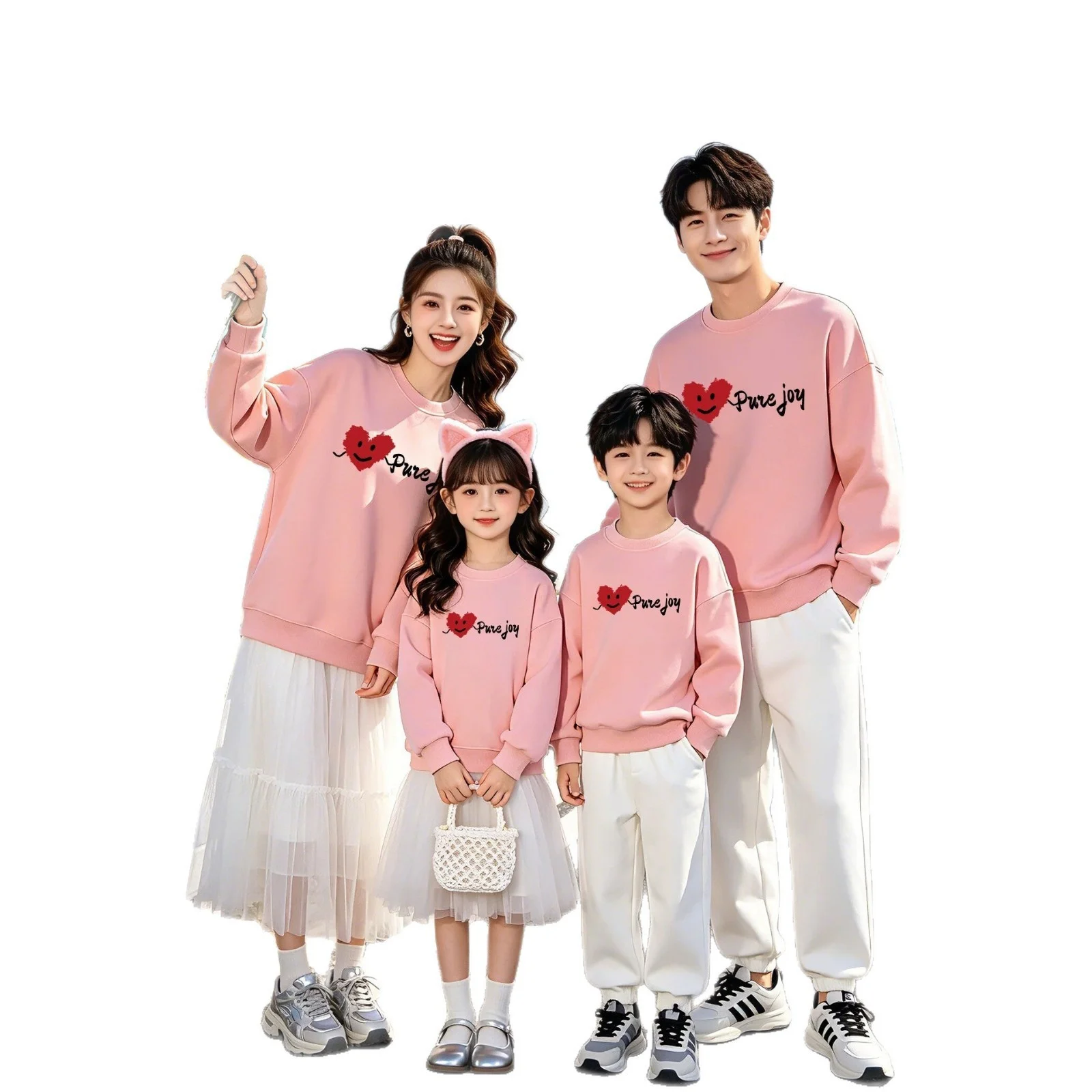 Sweatshirt With Heart And Smiley Print Family Matching Set — image 2