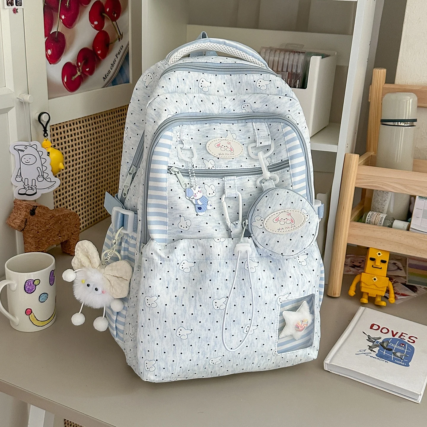 Sweet Pink And White Polka-dot Style Girls Backpack — image 2