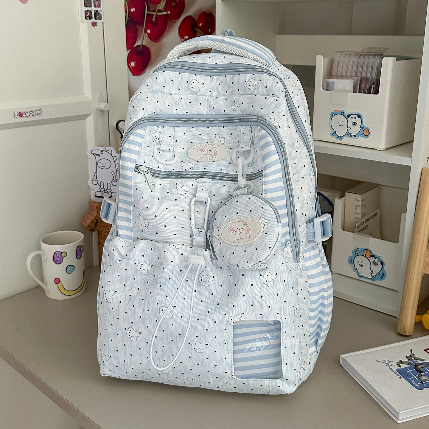 Sweet Pink And White Polka-dot Style Girls Backpack — image 7