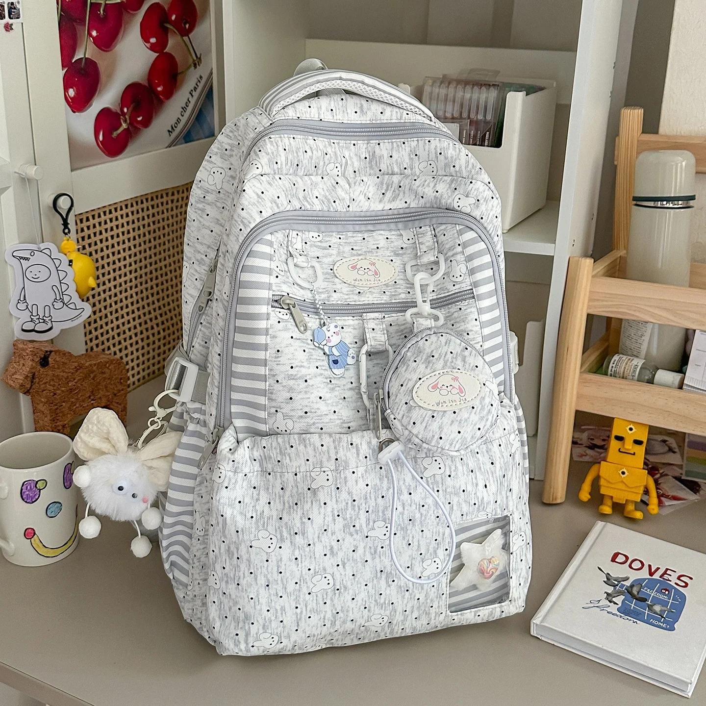 Sweet Pink And White Polka-dot Style Girls Backpack — image 5