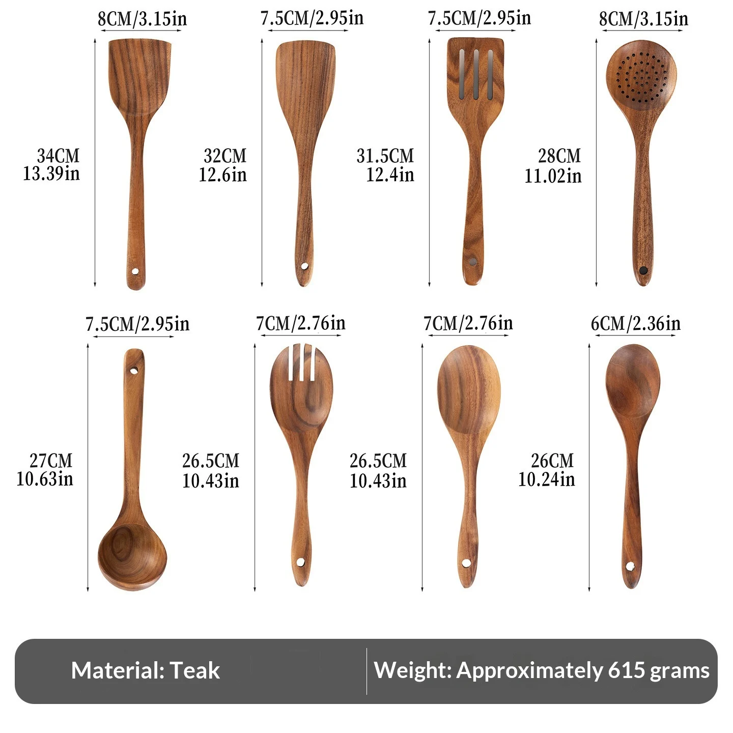 Teak Wooden Spatula Set Non-stick Cookware For Home Use — variant image