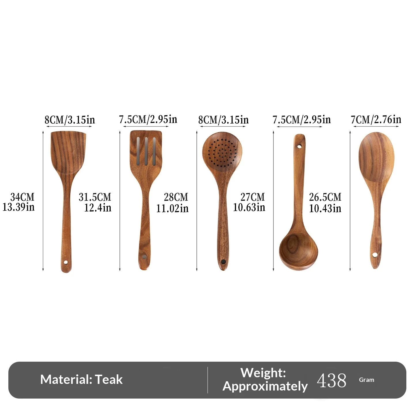 Teak Wooden Spatula Set Non-stick Cookware For Home Use — variant image