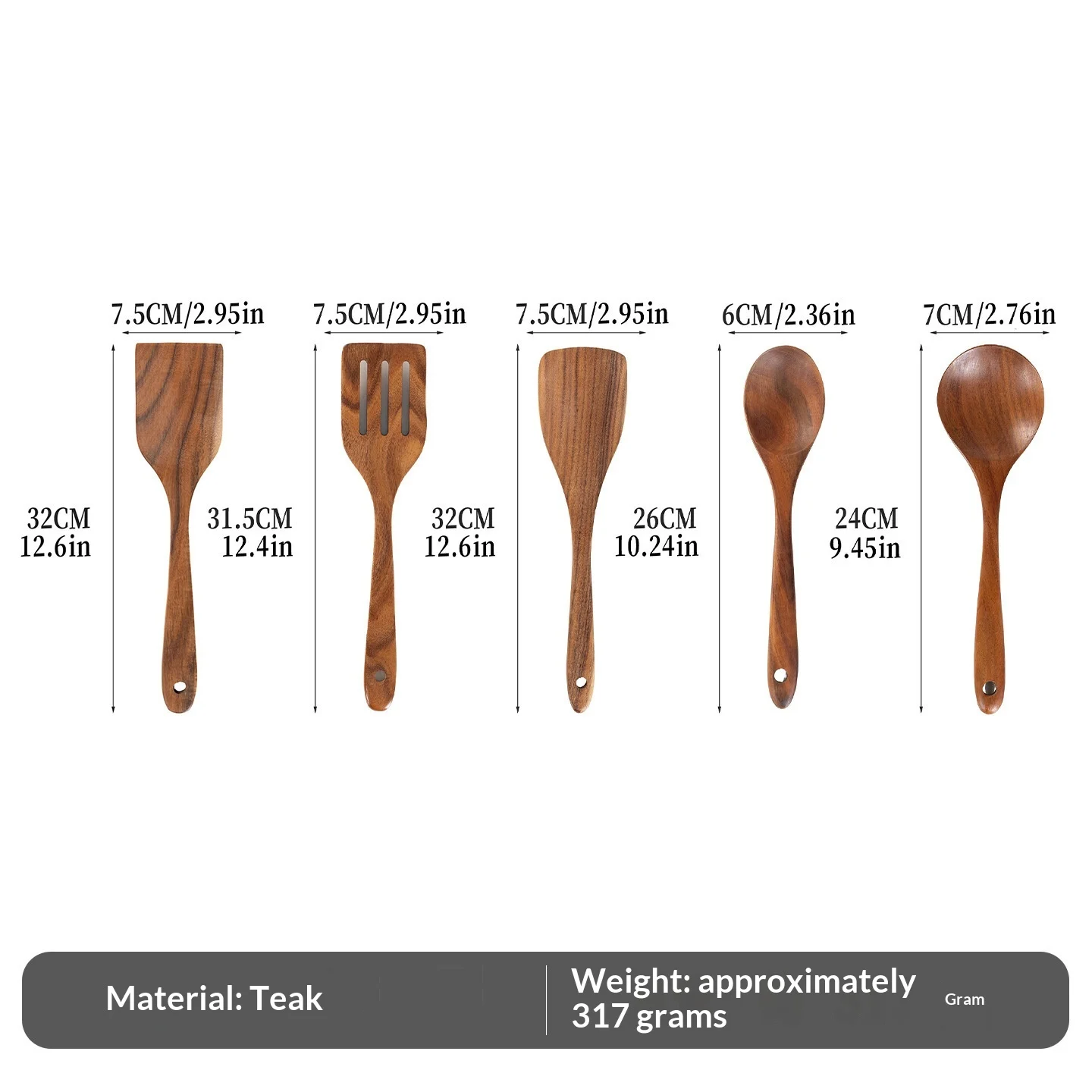 Teak Wooden Spatula Set Non-stick Cookware For Home Use — variant image