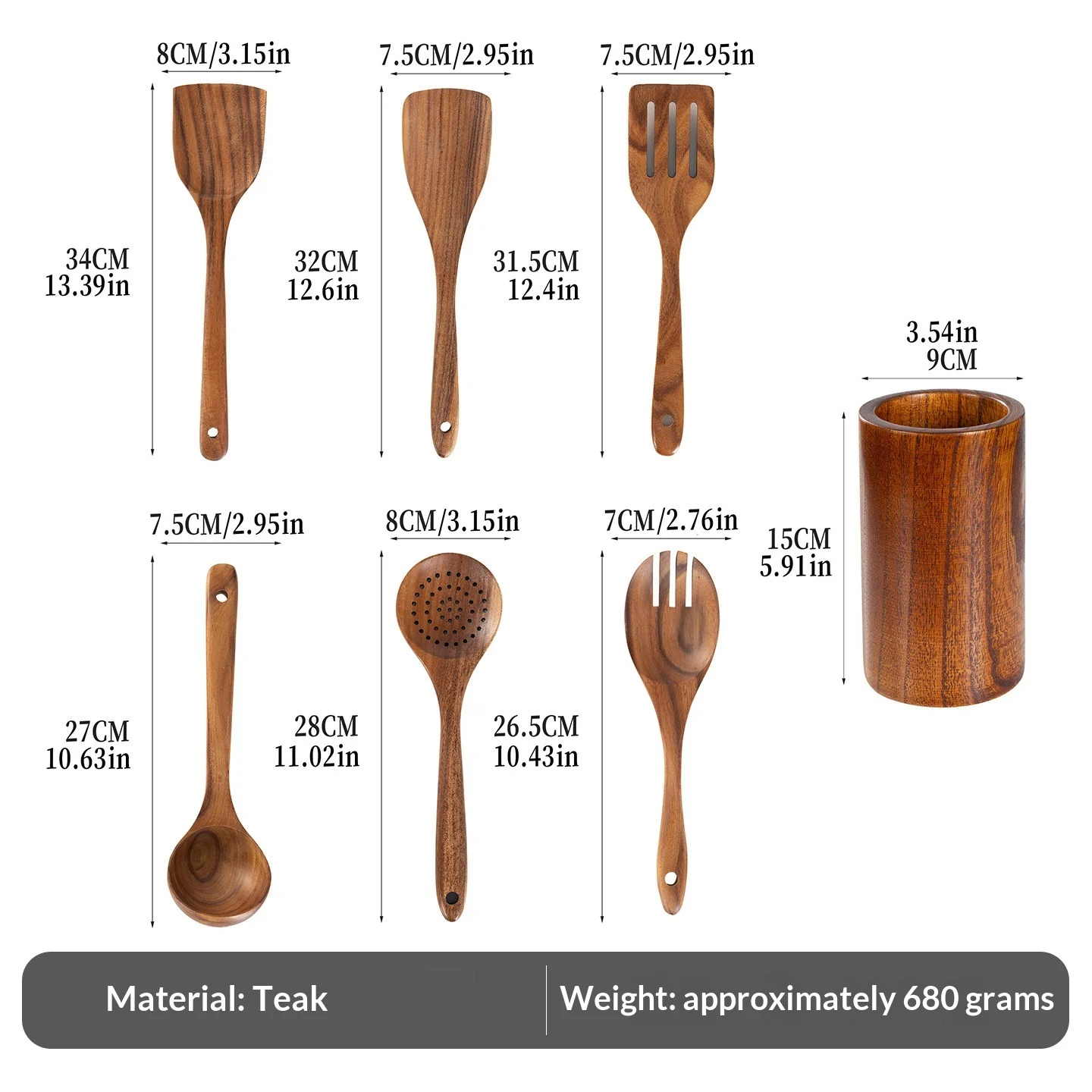 Teak Wooden Spatula Set Non-stick Cookware For Home Use — variant image