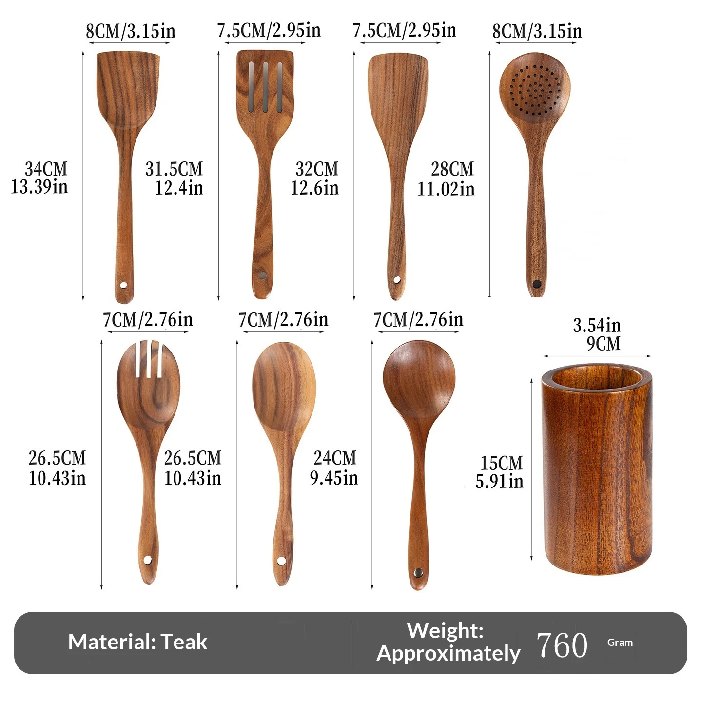Teak Wooden Spatula Set Non-stick Cookware For Home Use — image 5