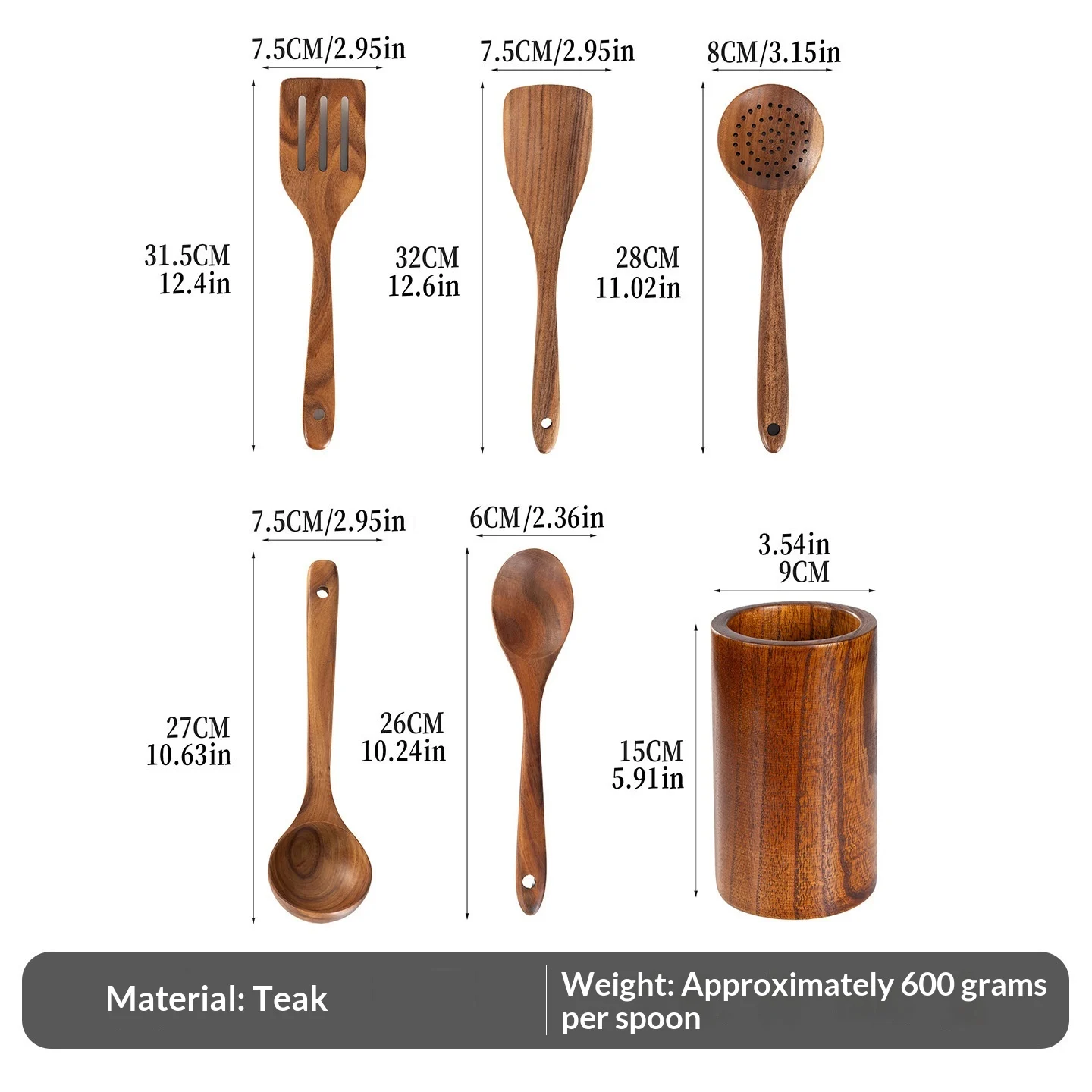 Teak Wooden Spatula Set Non-stick Cookware For Home Use — variant image