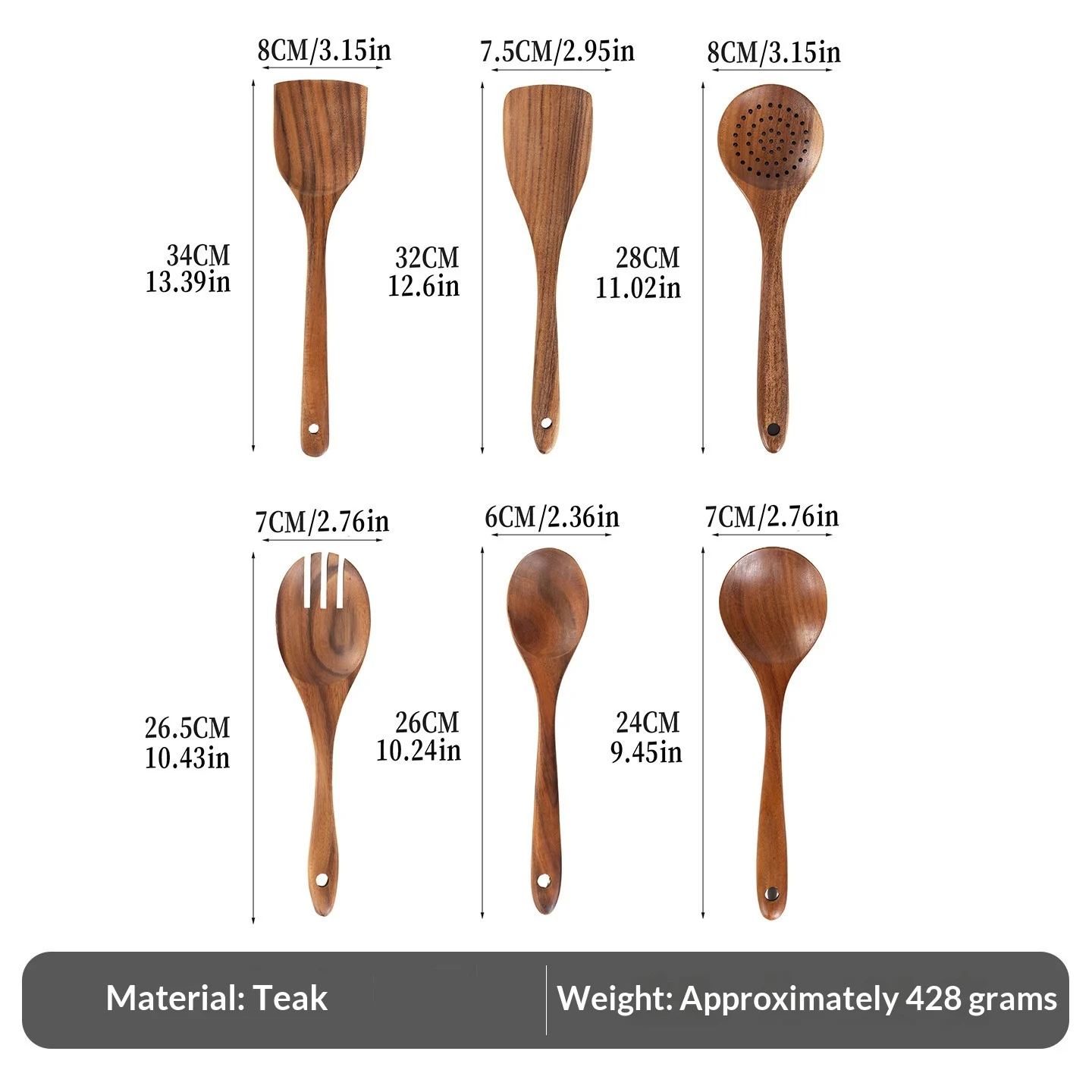 Teak Wooden Spatula Set Non-stick Cookware For Home Use — variant image