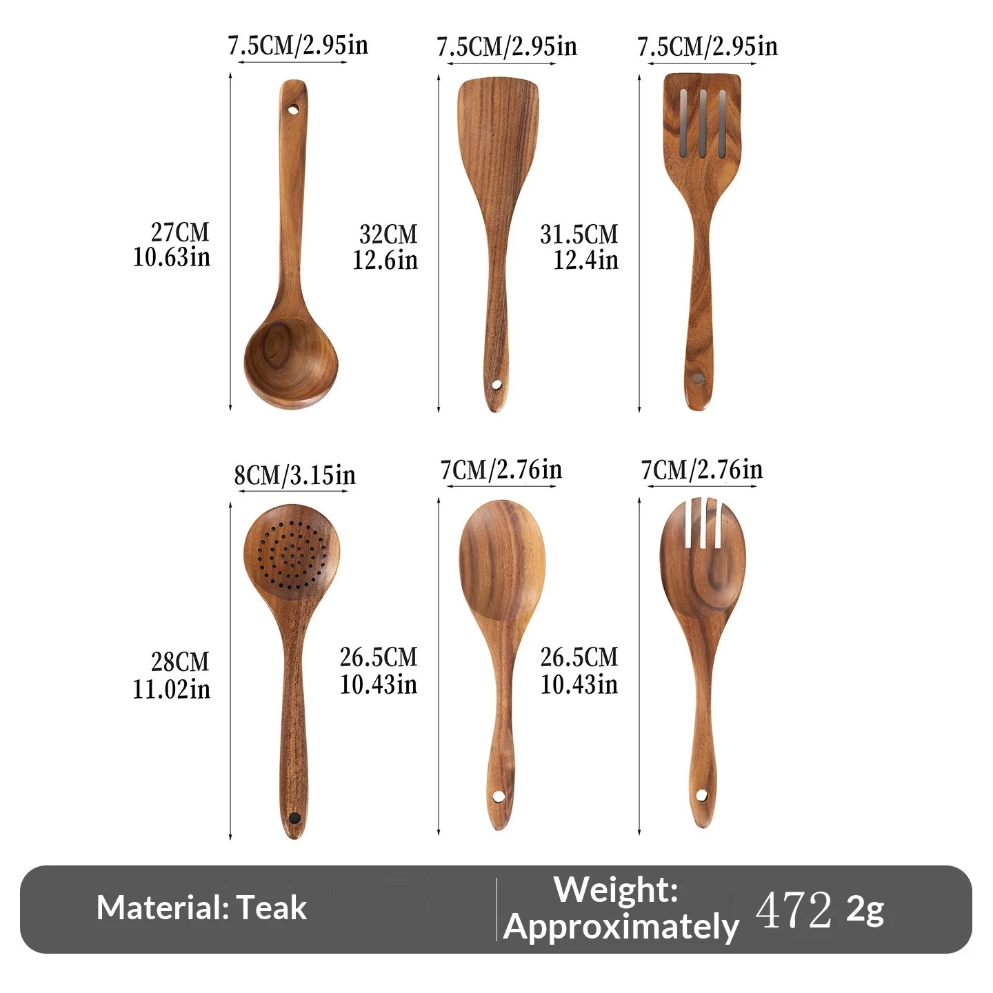 Teak Wooden Spatula Set Non-stick Cookware For Home Use — variant image