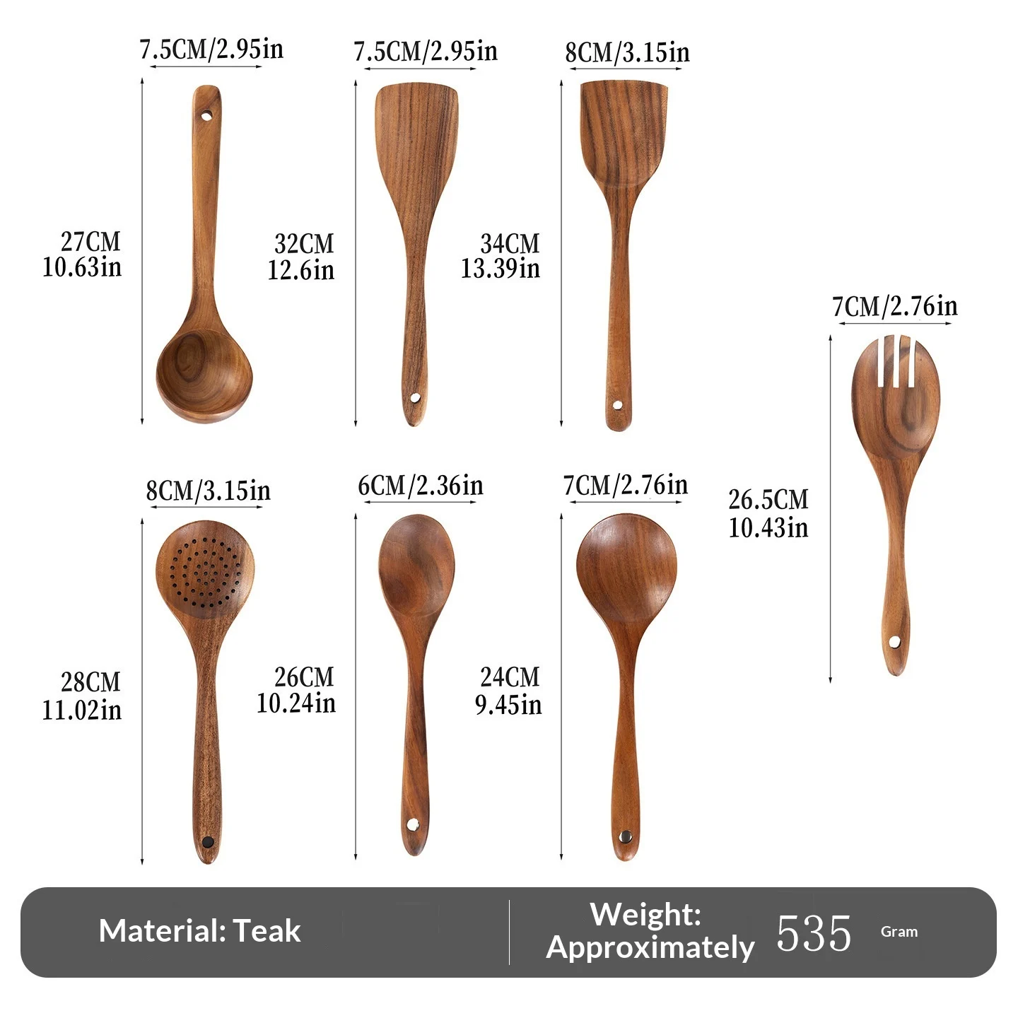Teak Wooden Spatula Set Non-stick Cookware For Home Use — variant image