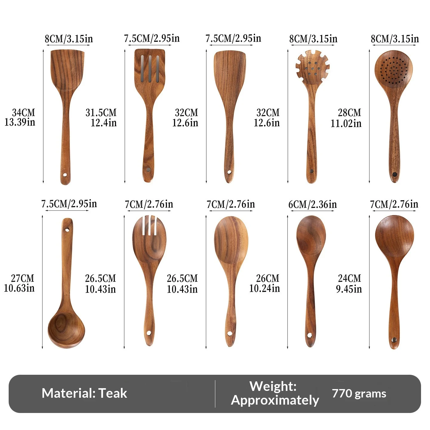 Teak Wooden Spatula Set Non-stick Cookware For Home Use — image 7