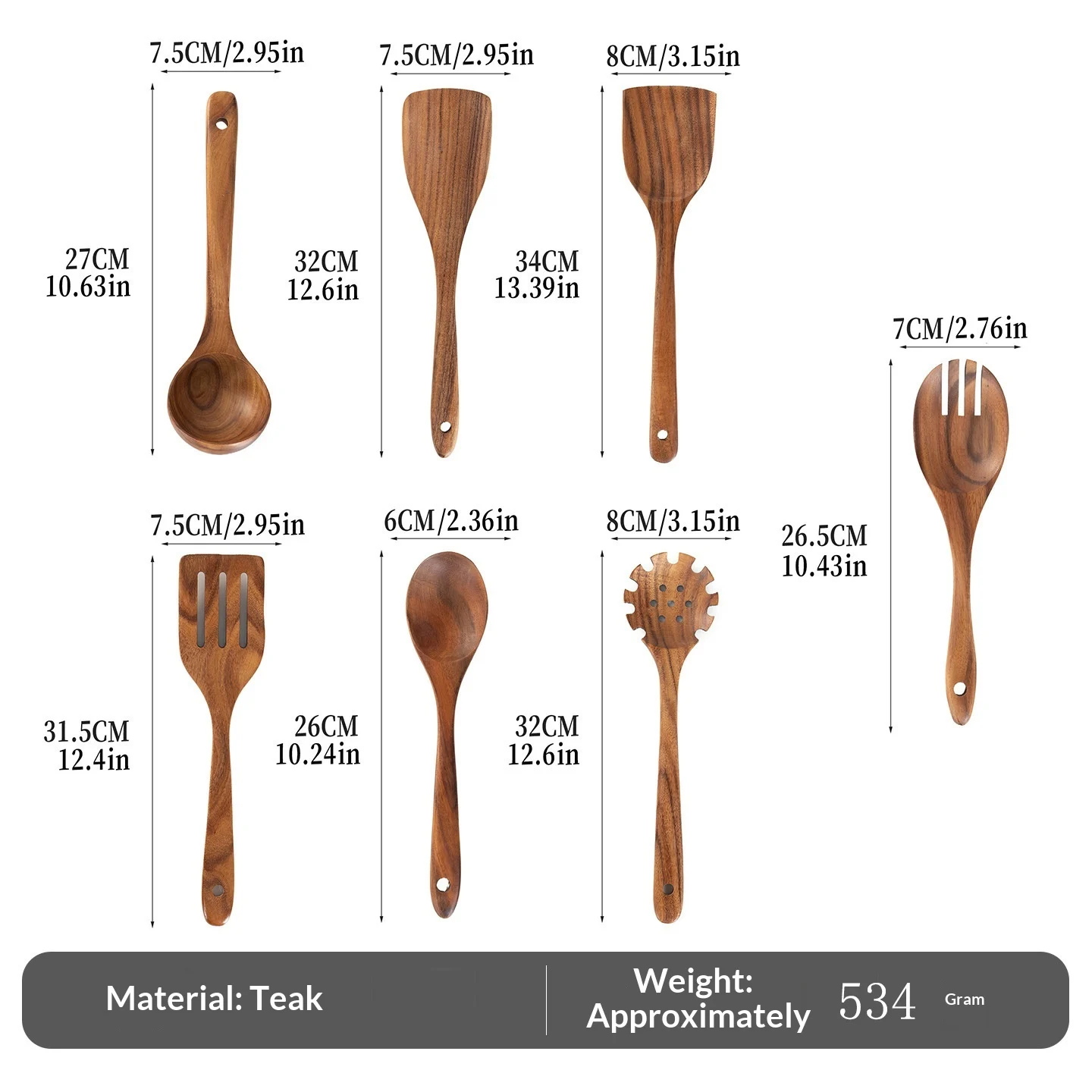 Teak Wooden Spatula Set Non-stick Cookware For Home Use — image 3