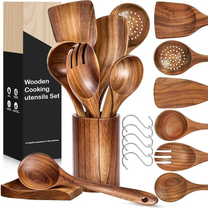 Teak Wooden Spatula Set Non-stick Cookware For Home Use — variant image