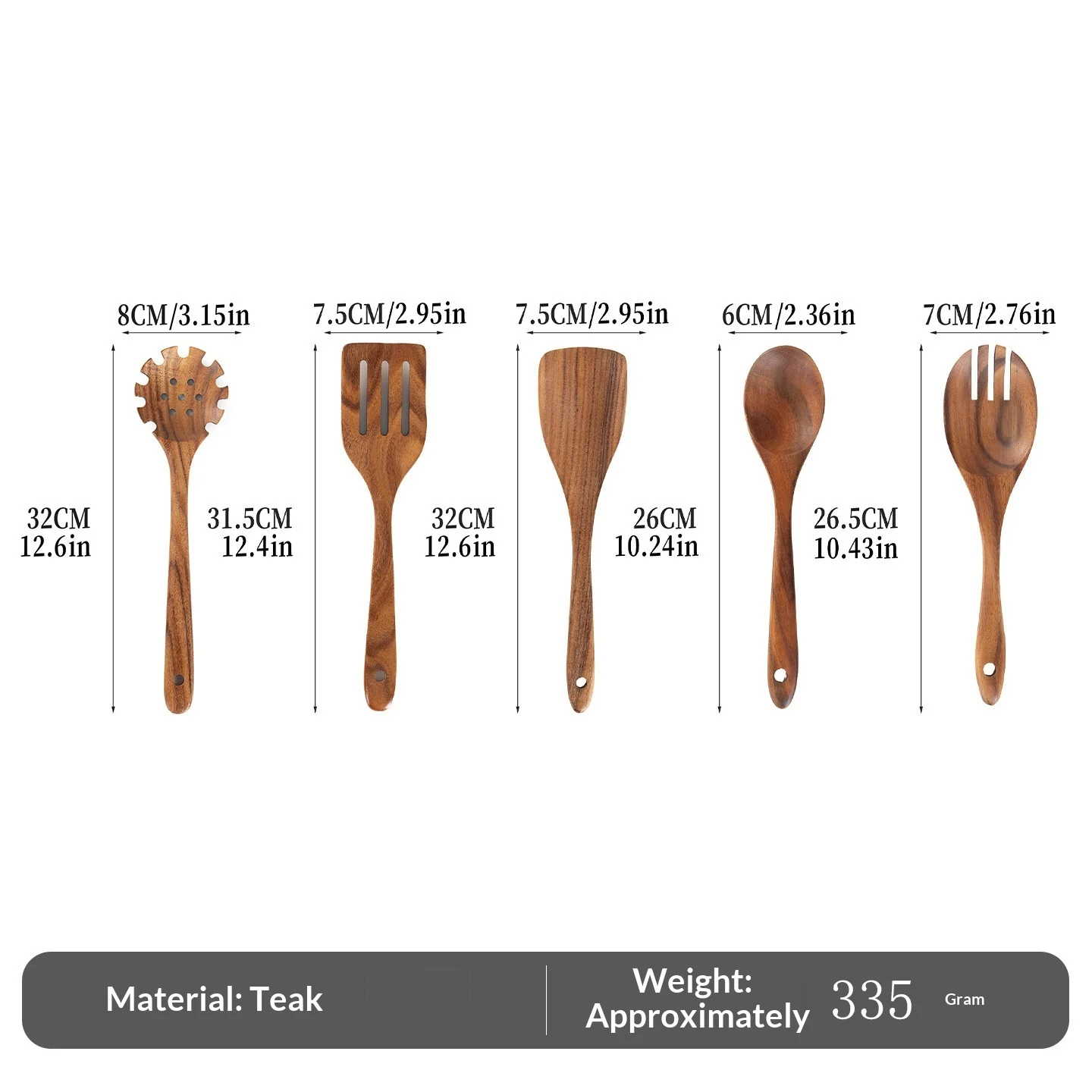 Teak Wooden Spatula Set Non-stick Cookware For Home Use — variant image