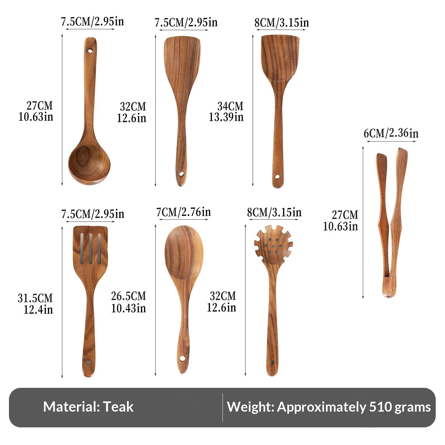 Teak Wooden Spatula Set Non-stick Cookware For Home Use — image 1