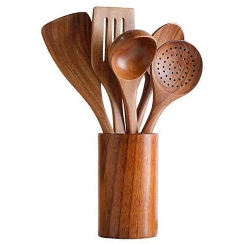 Teak Wooden Spatula Set Non-stick Cookware For Home Use — image 8