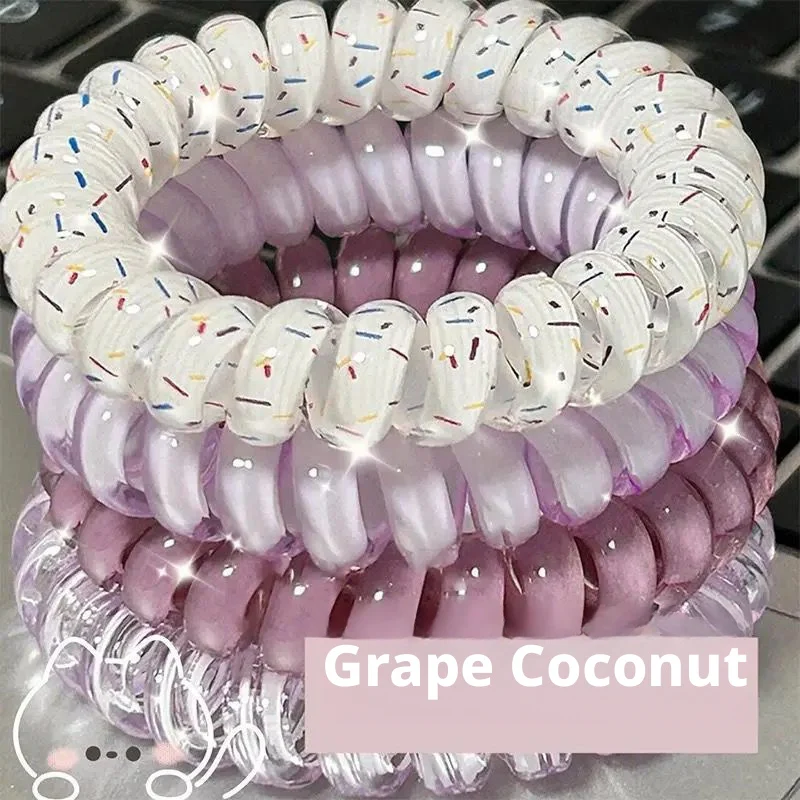 Telephone Cord Hair Ring-strawberry Series-4 Pieces Pack-bag — image 2