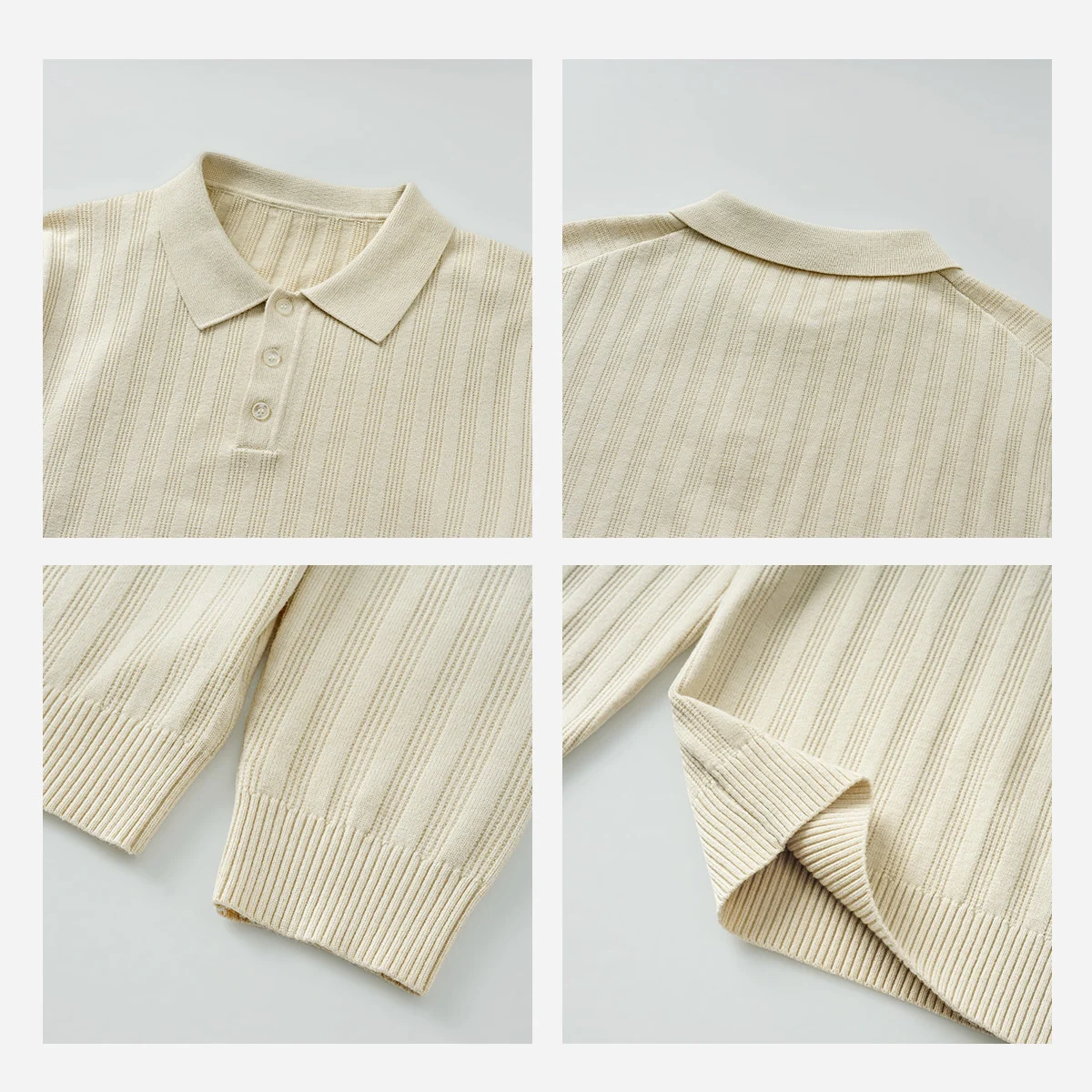 Textured Mens Sweater Polo Shirt Old-money Style Relaxed Fit — image 2