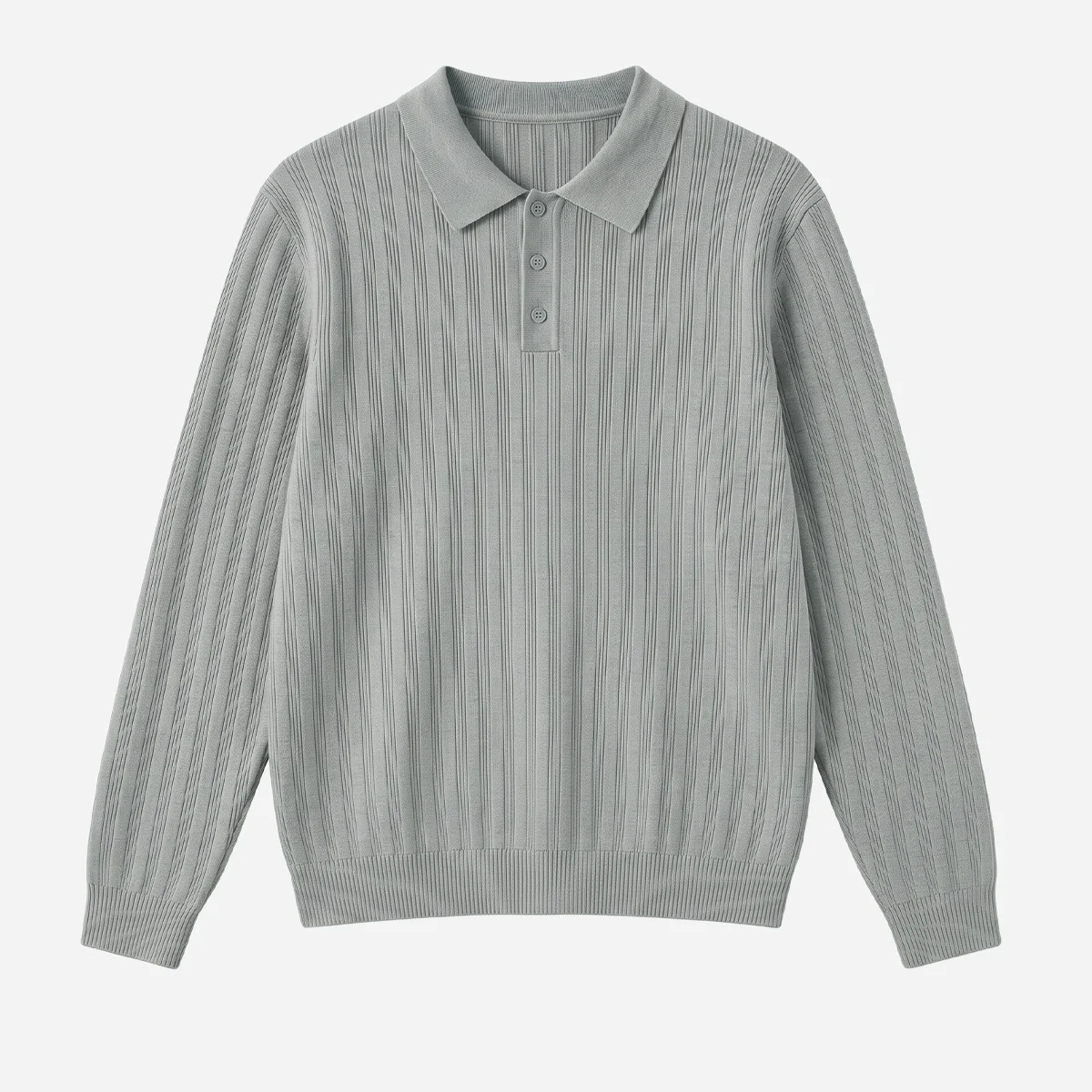 Textured Mens Sweater Polo Shirt Old-money Style Relaxed Fit — image 5