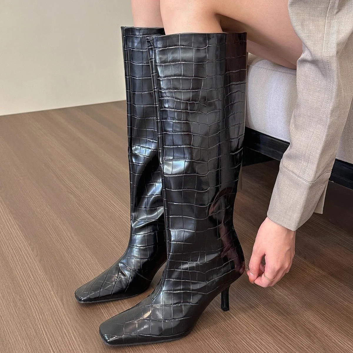 Textured Thigh-high Boots For Women — image 5