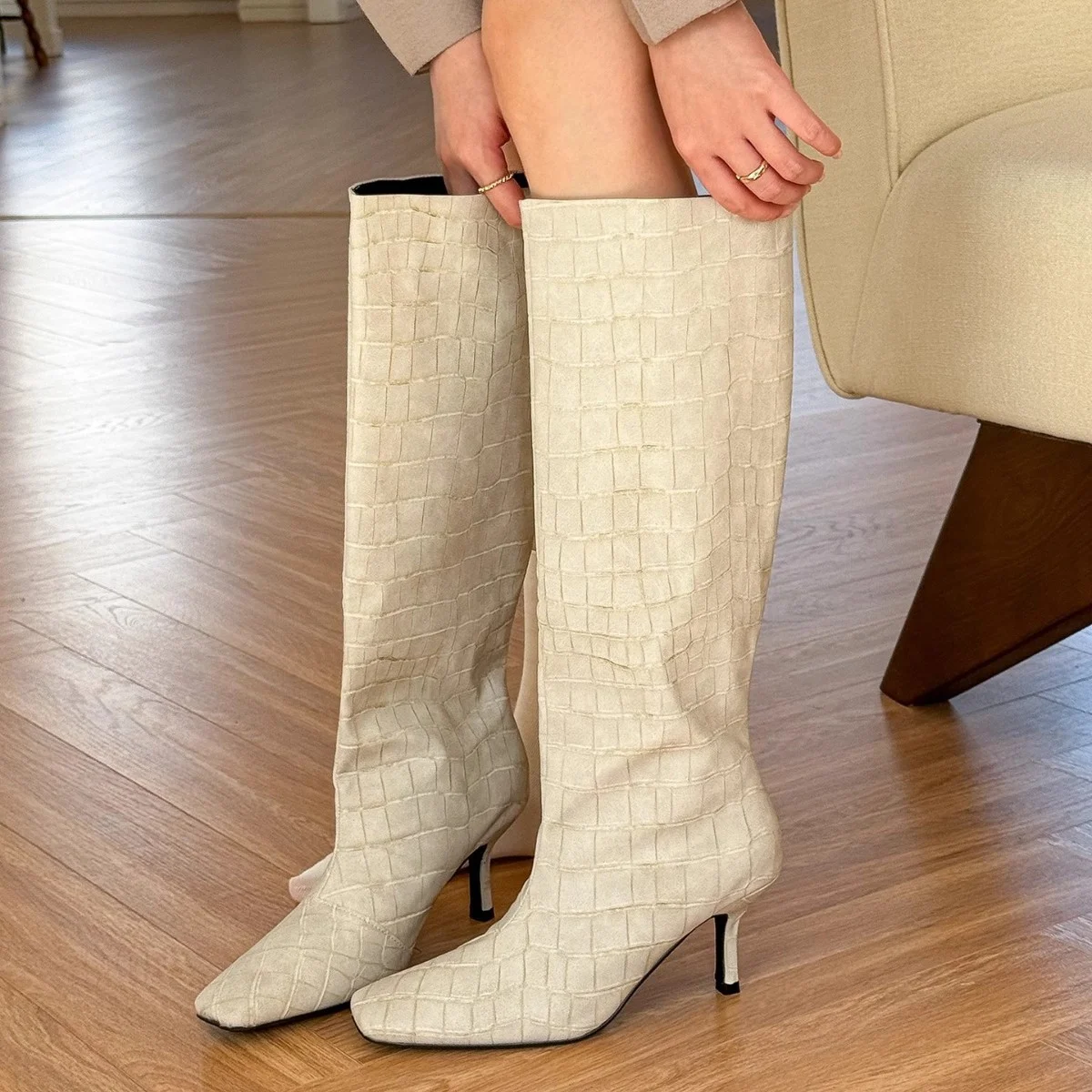 Textured Thigh-high Boots For Women — image 7