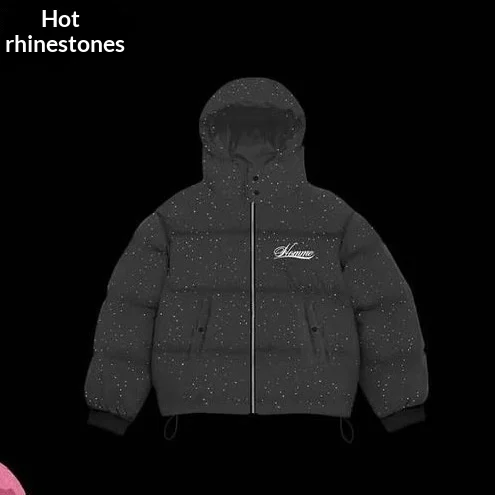 Thickened Cotton Coat With Zipper And Heat-transfer Rhinestones — image 7
