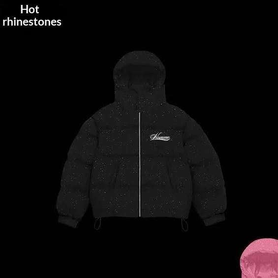 Thickened Cotton Coat With Zipper And Heat-transfer Rhinestones — image 9