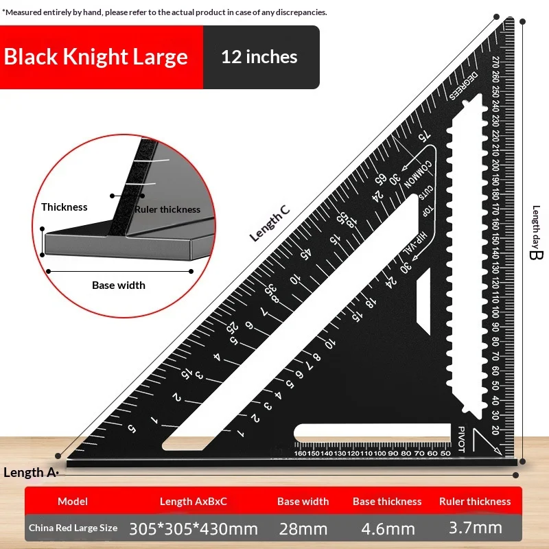 Thickened High-precision Aluminum Alloy Carpenters Triangle Ruler — image 8