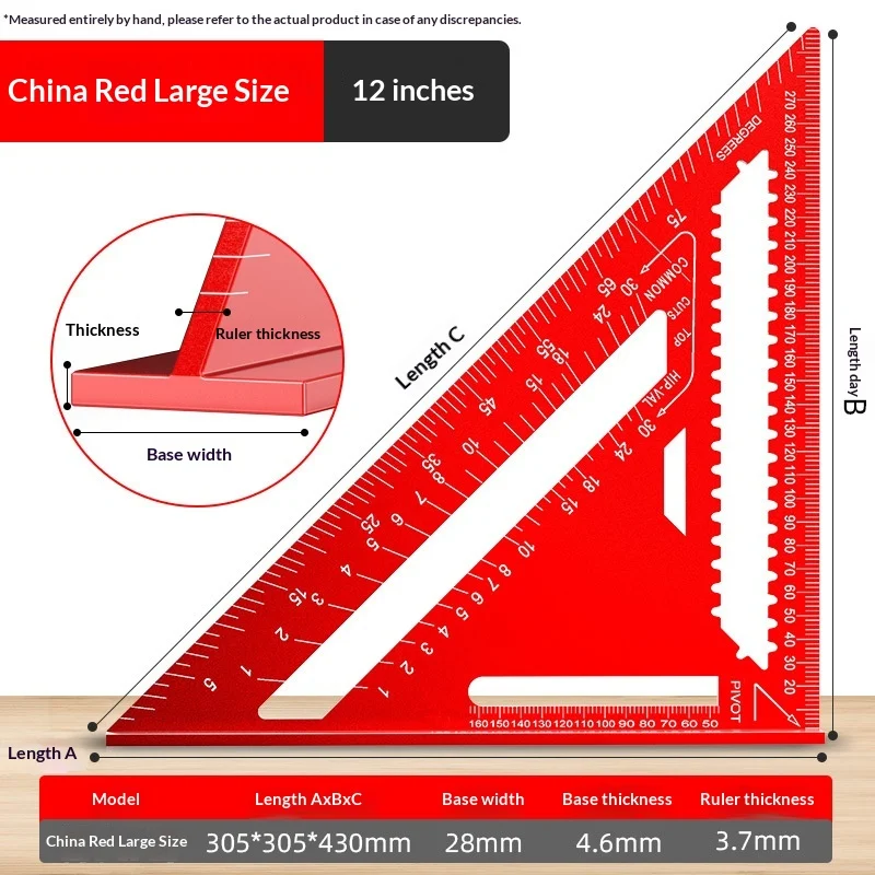 Thickened High-precision Aluminum Alloy Carpenters Triangle Ruler — image 2