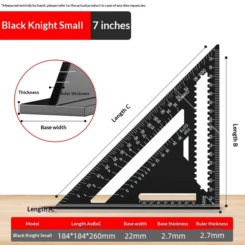 Thickened High-precision Aluminum Alloy Carpenters Triangle Ruler — image 7