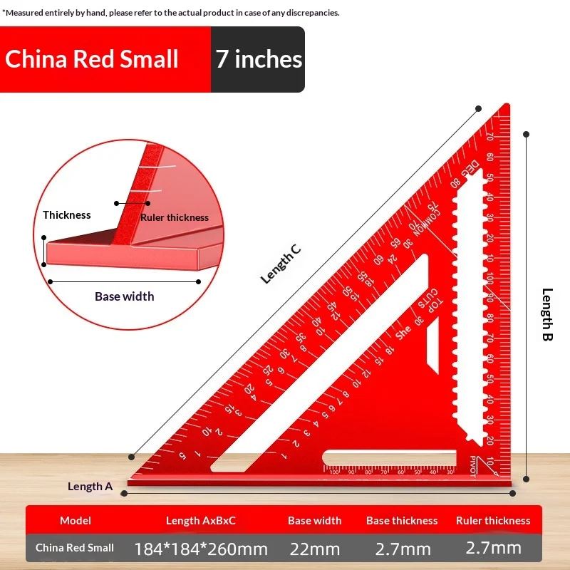 Thickened High-precision Aluminum Alloy Carpenters Triangle Ruler — image 4