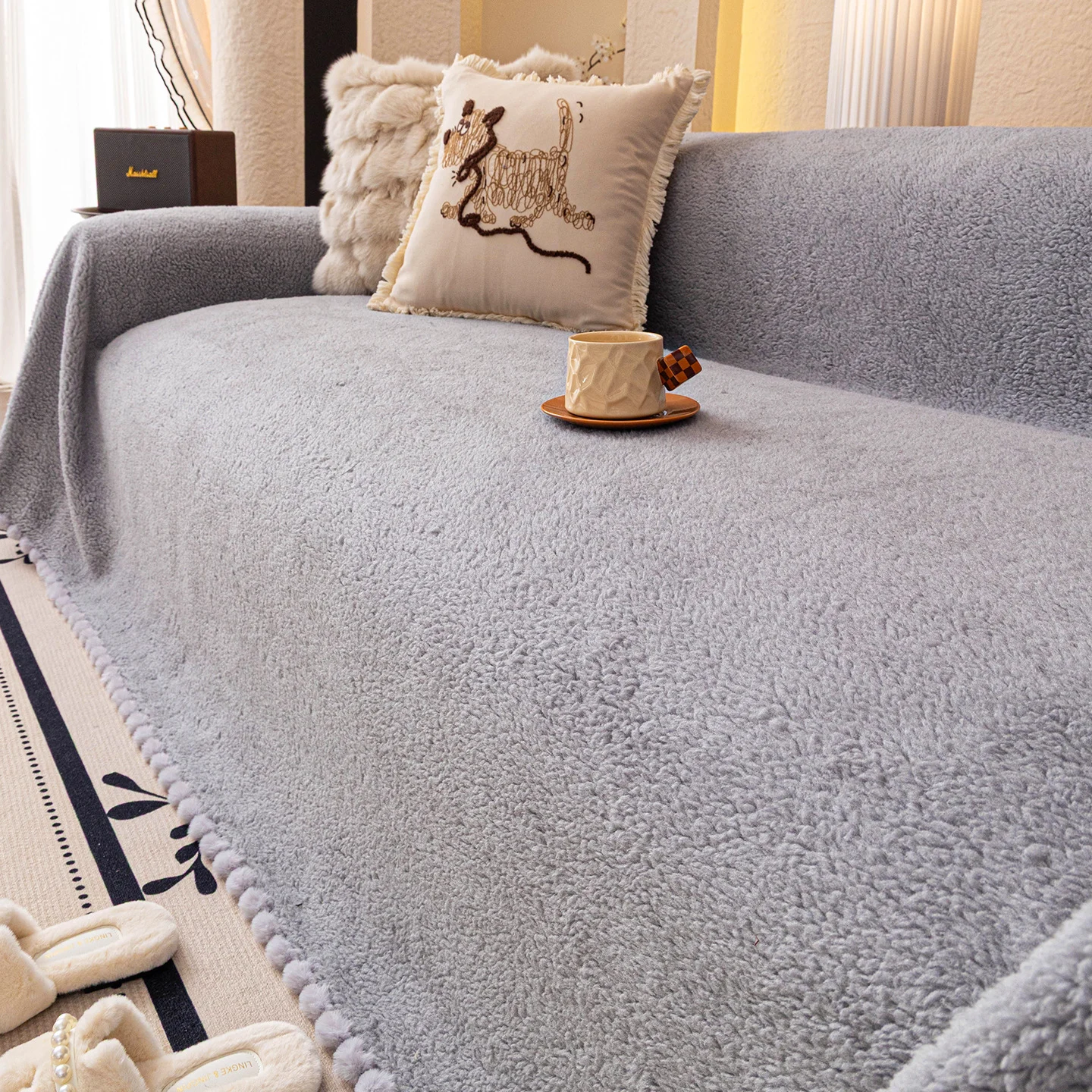 Thickened Lambswool Sofa Cover Cloth — image 3