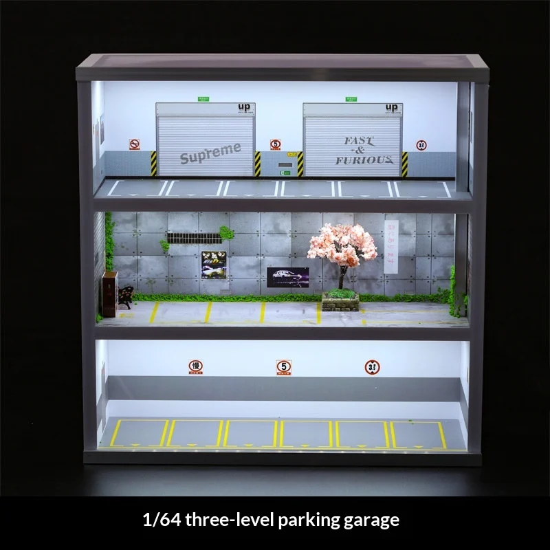 Three-story Car Model Small-scale Scene Parking Garage Storage Cabinet — image 2