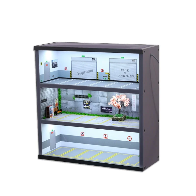 Three-story Car Model Small-scale Scene Parking Garage Storage Cabinet — image 4