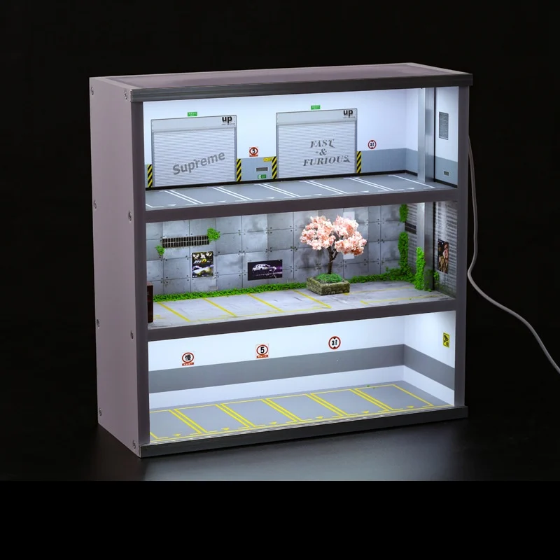 Three-story Car Model Small-scale Scene Parking Garage Storage Cabinet — image 3