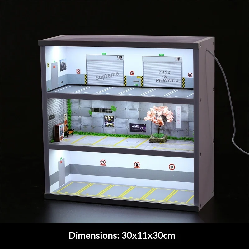 Three-story Car Model Small-scale Scene Parking Garage Storage Cabinet — image 1