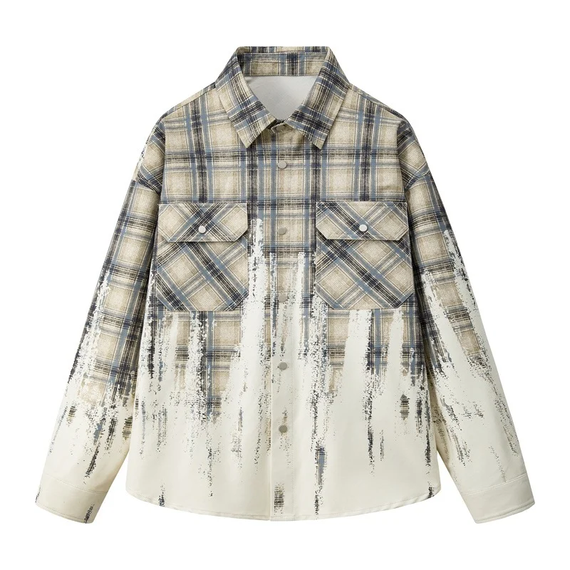 Tie-dye Gradient Long-sleeve Shirt For Men — image 4