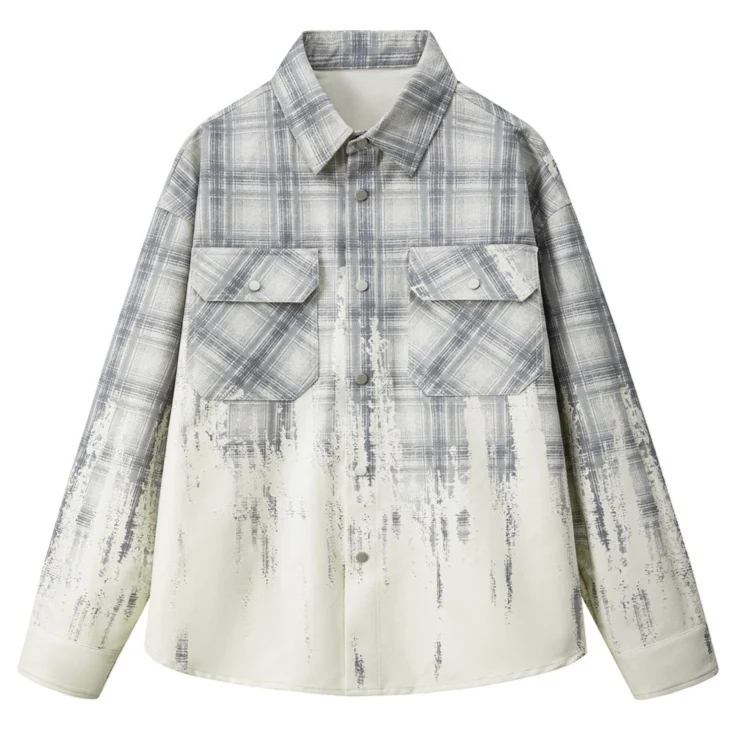 Tie-dye Gradient Long-sleeve Shirt For Men — image 8