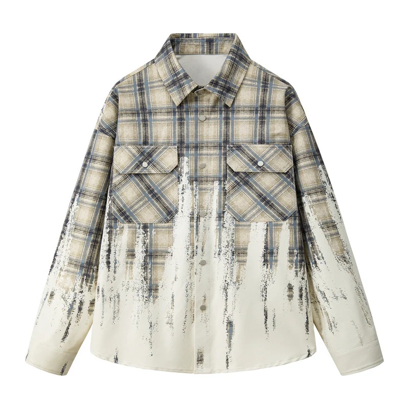 Tie-dye Gradient Long-sleeve Shirt For Men — image 3