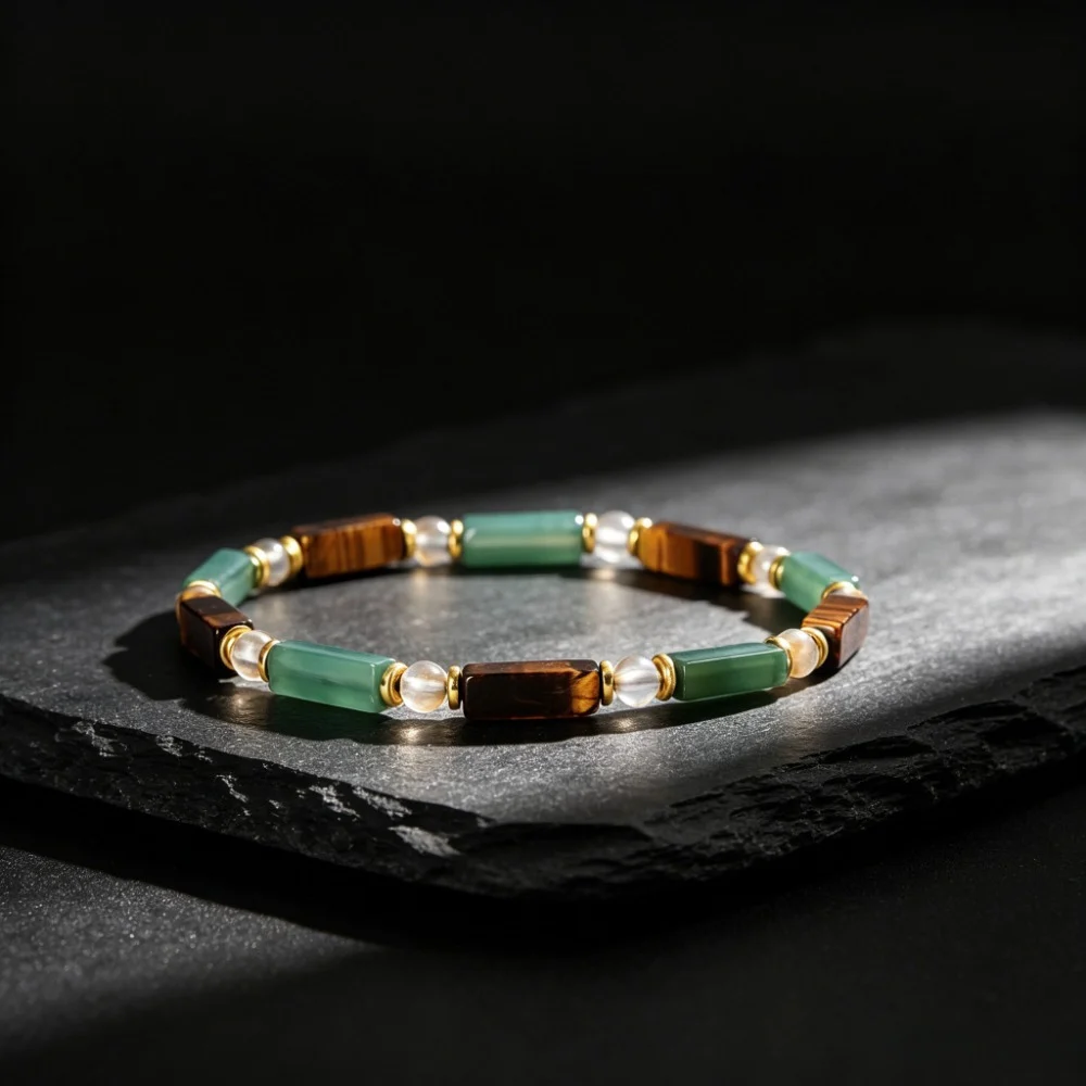 Tigers Eye And Green Aventurine Beaded Bracelet — image 2
